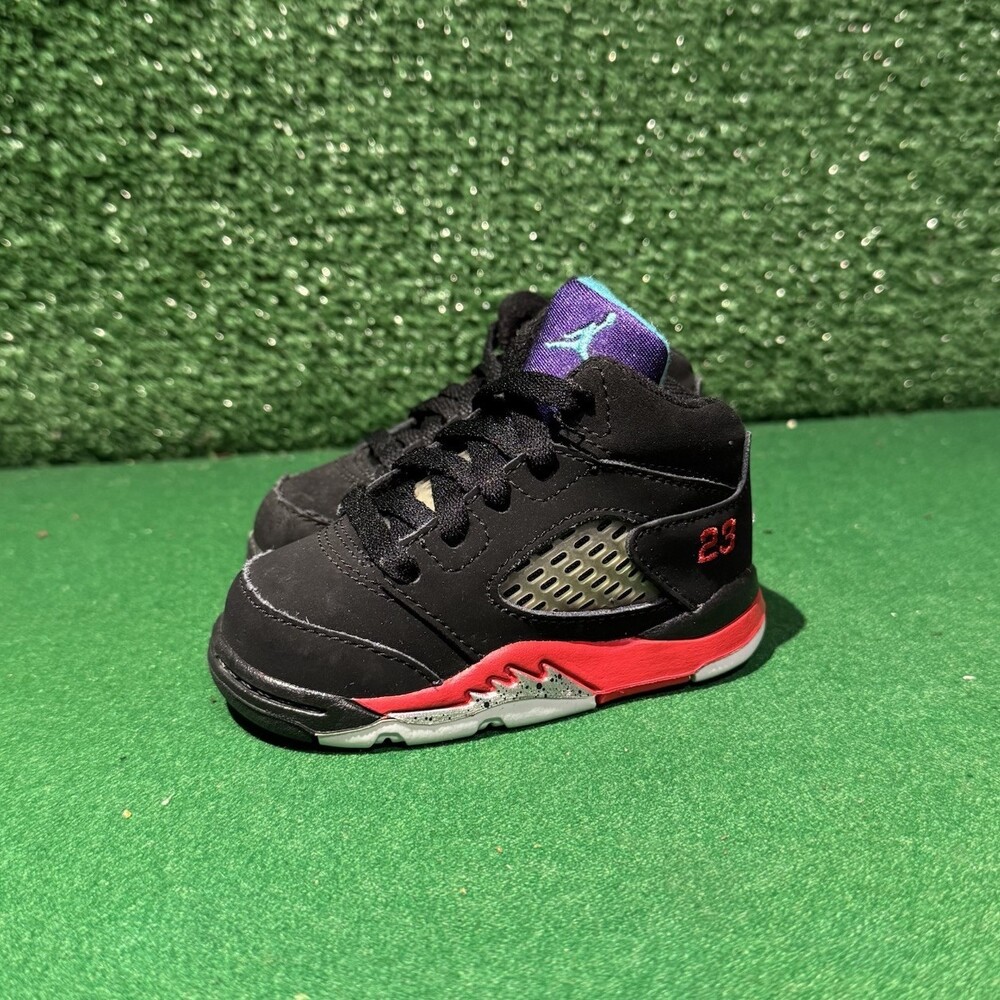 Nike Air Jordan 5 Retro Top 3 Black Multi Color CZ2991 001 Toddler Baby Size 4C